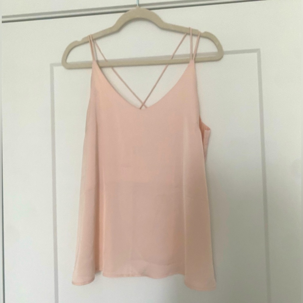 Elegant Blush Pink Cross Spaghetti Tank Top